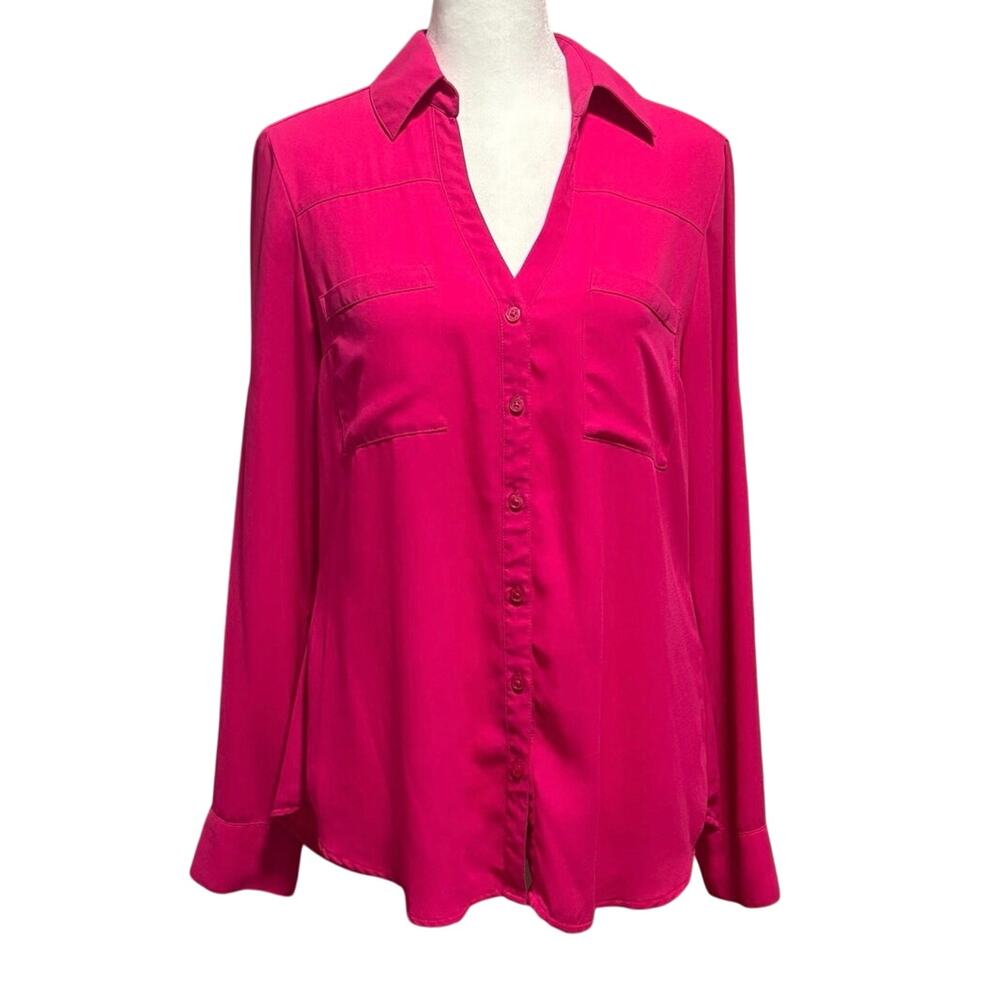 Express Size S The Portofino Shirt Top Blouse Pink Long Sleeves Office Career